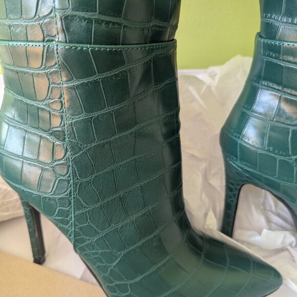 GUESS Faux-Croc leather Boots Forest Green Sz 6 - Picture 11 of 12